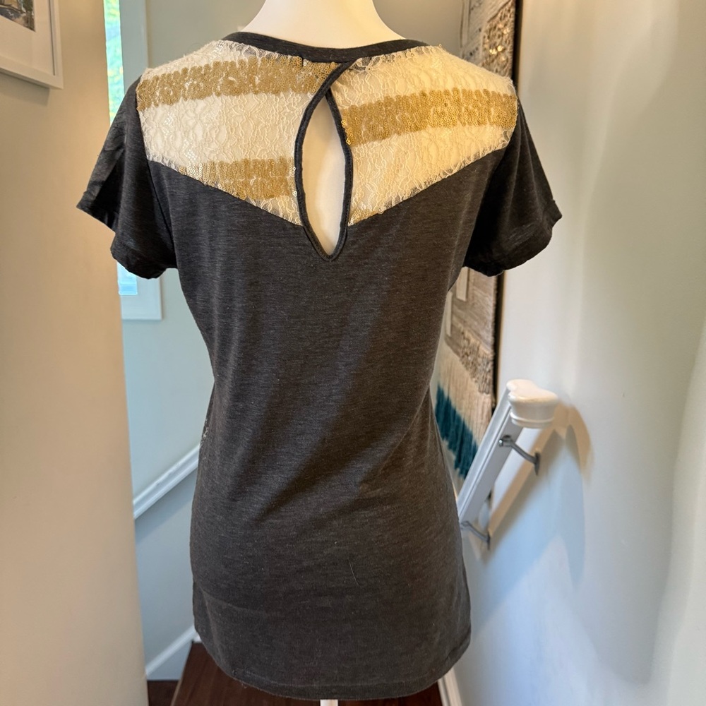 Angels & Diamonds Black and Brown Embellished Tee - Picture 2 of 5